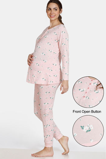 Buy Zivame Maternity Cotton Pyjama Set - English Rose